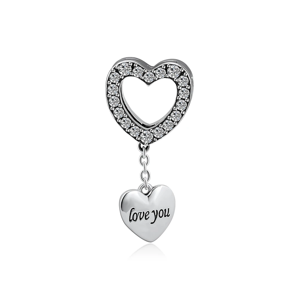 

Fits for Pandora Charms Bracelets Reflexions Sweet Heart Clip Beads 100% 925 Sterling Silver Jewelry with Clear CZ Free Shipping