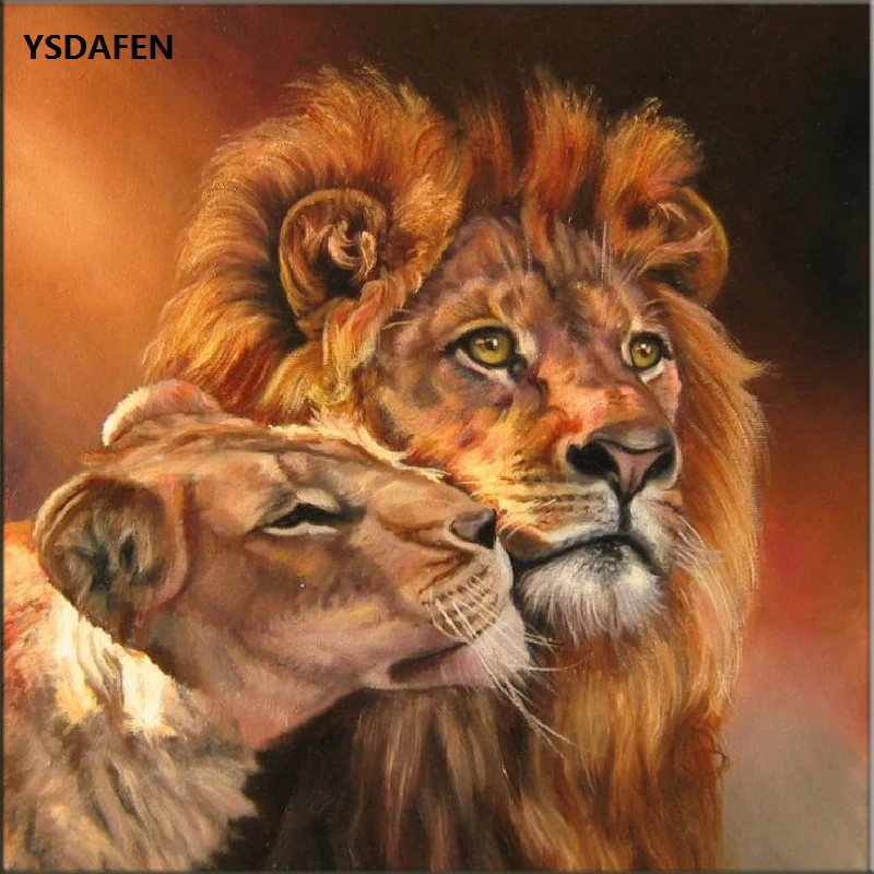 

diy digital painting Animal lion picture On Canvas Painting By Numbers Hand Painted Oil Home Decoration