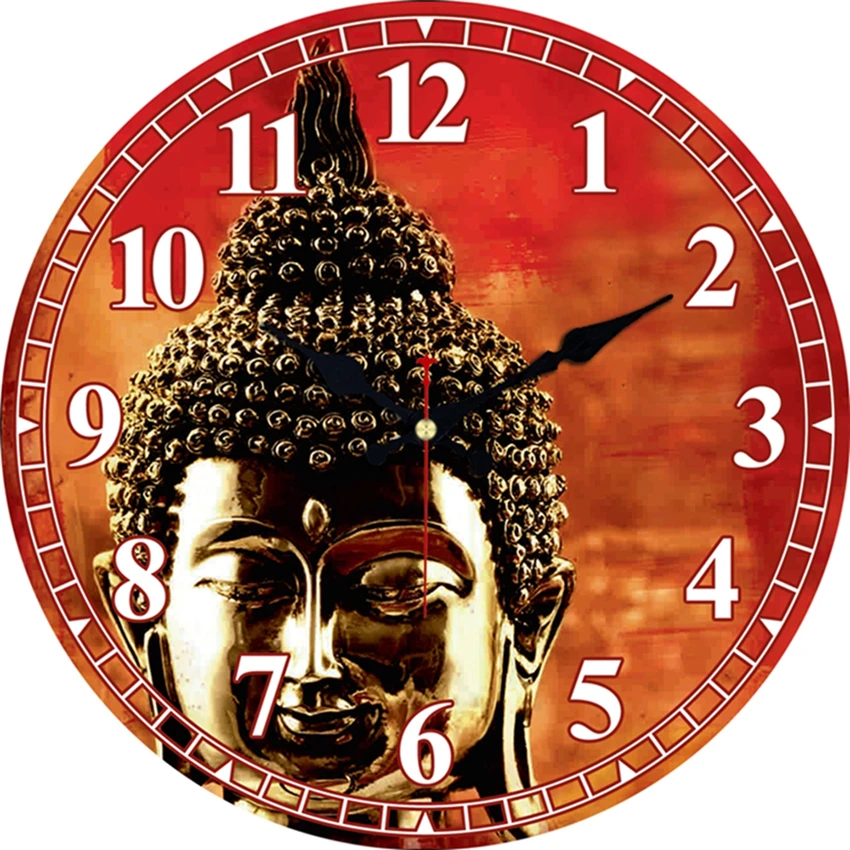 Винтажные дизайнерские часы Будды, бесшумные часы для гостиной, кухни, домашнего декора храма, настенные художественные большие настенные часы, не тикающий звук
