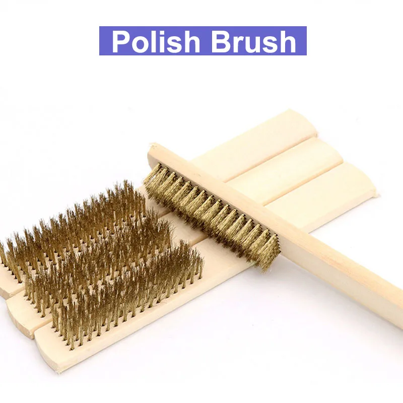 URANN 6x16 Row Beech Wood Handle Brass Wire Brush Copper Brush for