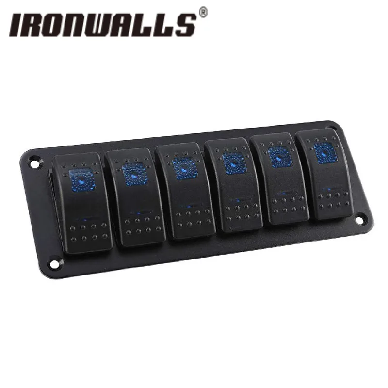 

Ironwalls 6 Car Rocker Switches Control Panel With LED Indicator Light 12/24v Waterproof 20A 10A Automotive Interior Accessories