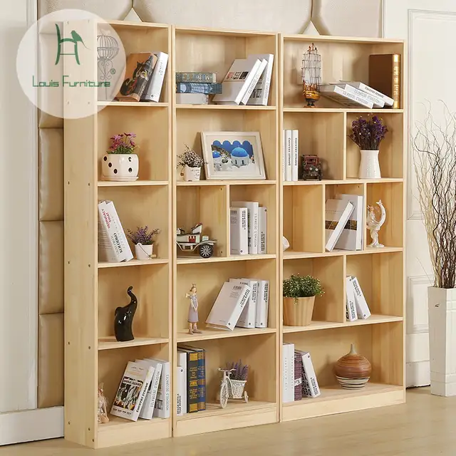 Solid Wood Bookcase Bookshelf Door Modern Simple Large