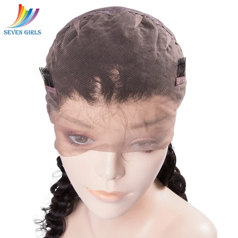 Sevengirls бесклеевой глубокая волна девственные человеческие волосы парики бразильские влажные и волнистые натуральный цвет полный парик шнурка 8-30 дюймов