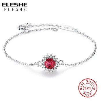 

ELESHE 925 Sterling Silver Austrian Crystals Jewelry Red Charm Bracelets & bangles for women Fashion New Sale In Winter