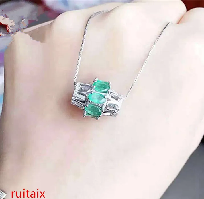 

KJJEAXCMY boutique jewels S925 Sterling silver natural emeralds necklace inlaid jewelry female birthday jewel pendant can be tu
