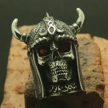 

Men Boy 316L Stainless Steel Cool Big Punk Gothic Red Stone Eye Vikings Newest Ring