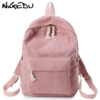 

Casual backpacks women big capacity School Bags For Girls Soft Corduroy Bookbags Female Travel Rucksacks laptop backpack black