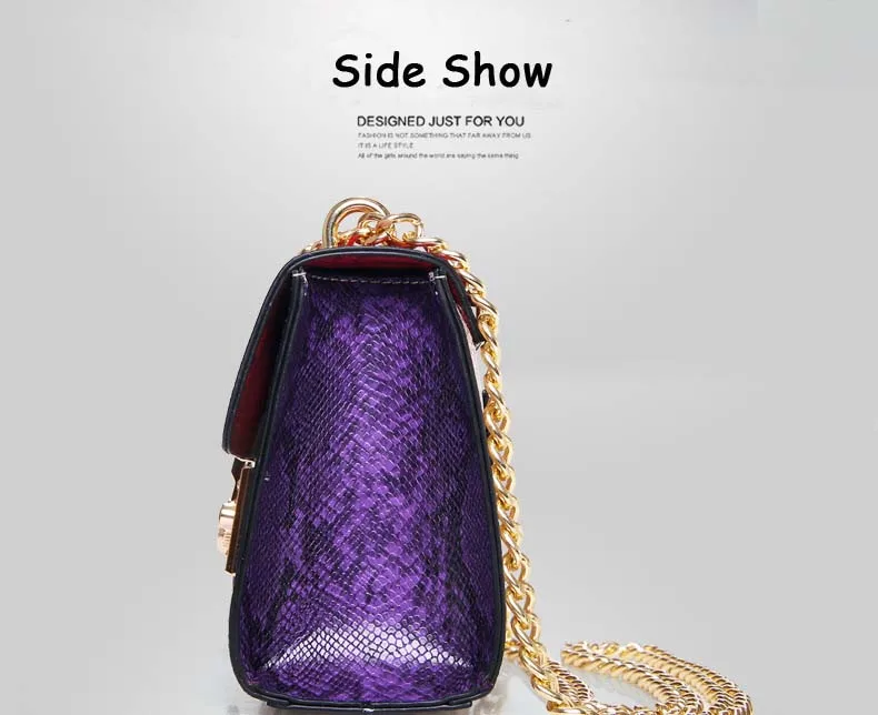 Women Colorful Snake Skin Print Flap Handbag (10)