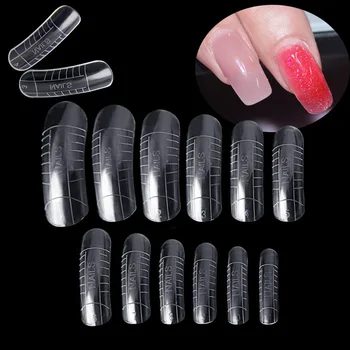 

10packs/lot False Nail Mold Clear French Full Cover Polygel Nail Tips Acrylic Nail System Forms with Scale 240PCs/Case