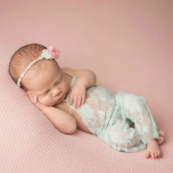 

Baby Photography Props Backless Hollow Bowknot Lace Costume Newborn Baby Romper Headband Infant Outfit For Baby Girls Photoshoot