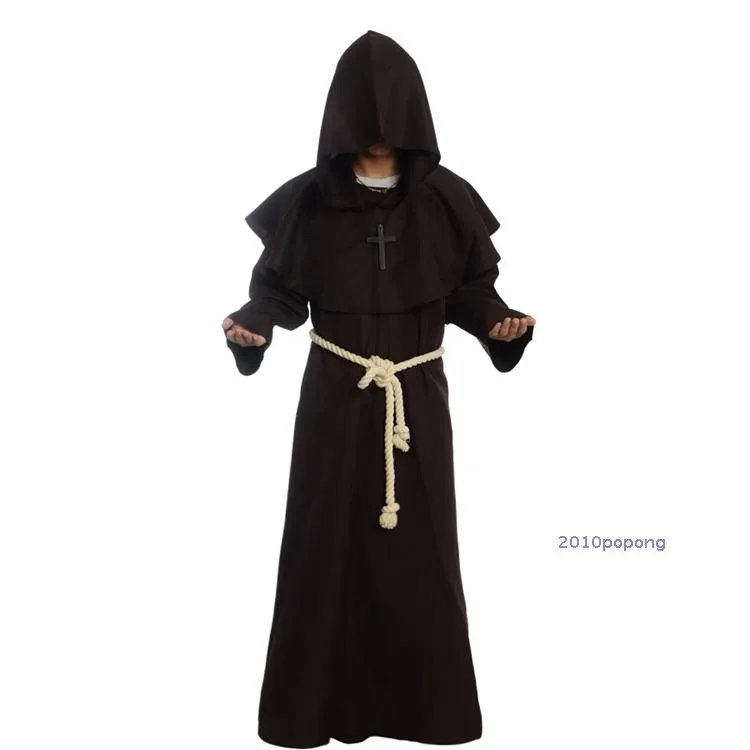 Костюм для косплея на Хэллоуин, костюм монаха с капюшоном, плащ, плащ, накидка, плащ, Средневековый Ренессанс, для мужчин