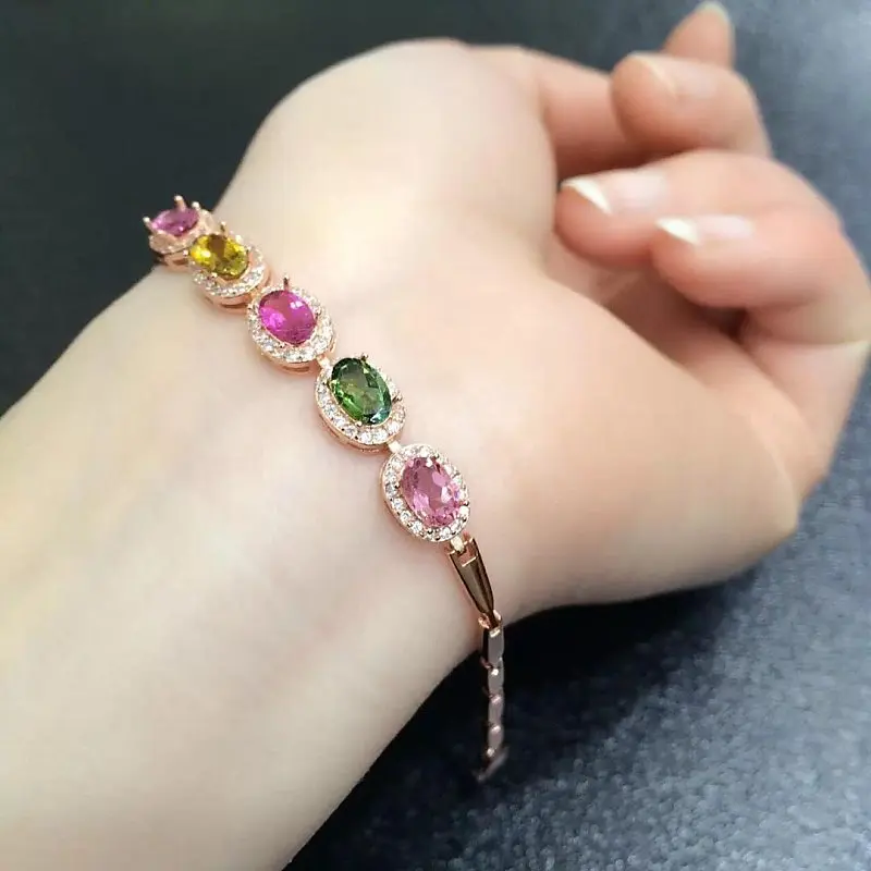 

2017 Real Qi Xuan_Tourmalin Stones Luxury Bracelets_Rose Gold ColorFashion Tourmaline Bracelets_Manufacturer Directly Sales