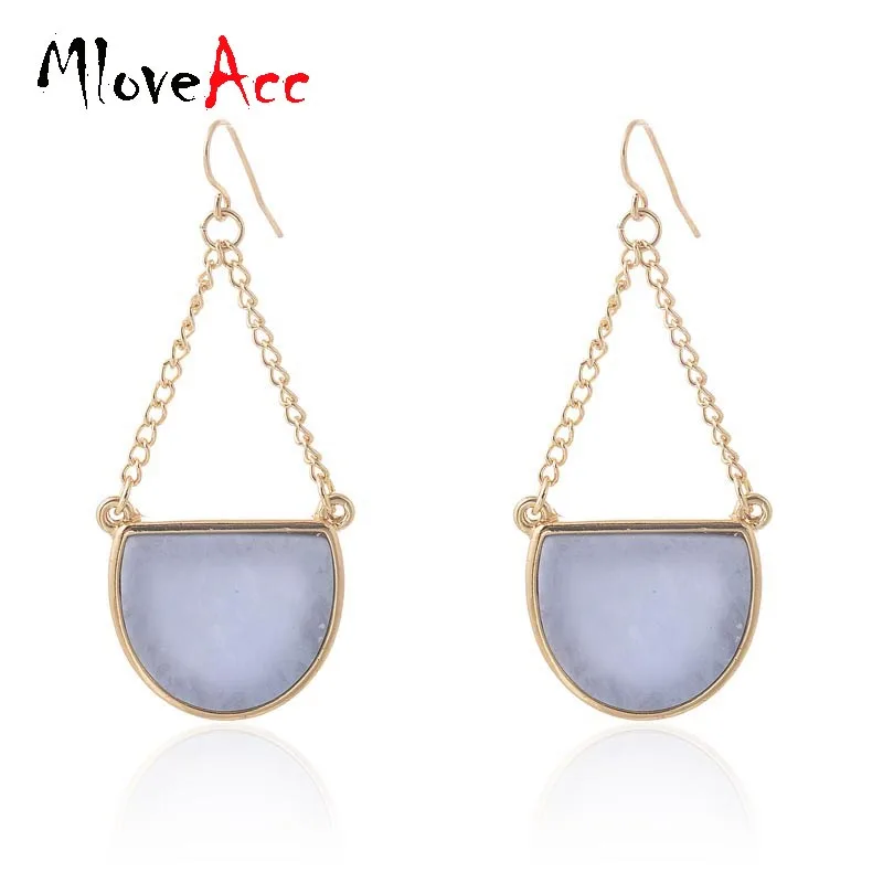 New Arrival Summer Style Geometric Marble Stone Pendant Dangle Drop