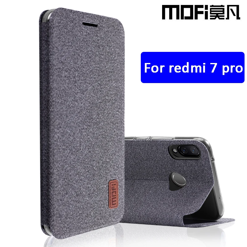 

for xiaomi redmi 7 pro case flip cover silicone fabric for redmi7 case capas kickstand MOFi original redmi 7 pro cases