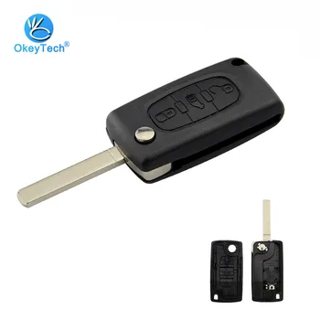 

OKeyTech for Fiat Scudo Key Shell 3 Button Uncut Blank VA2 Blade with Battery Holder Flip Folding Remote Auto Key Cover Case Fob
