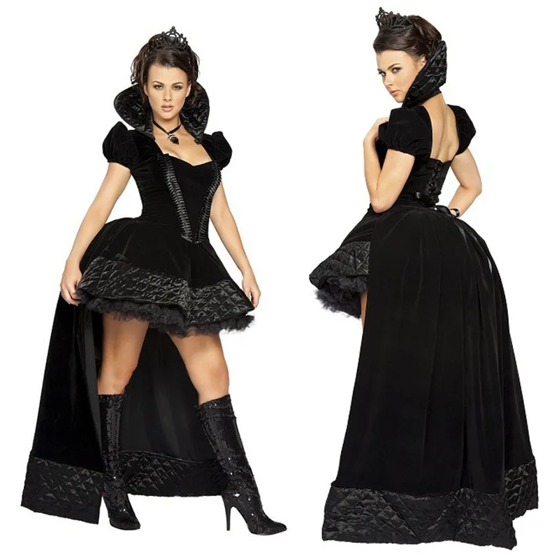 Women Black Vampire Devil Costume Adult Halloween Cosplay Queen Witch