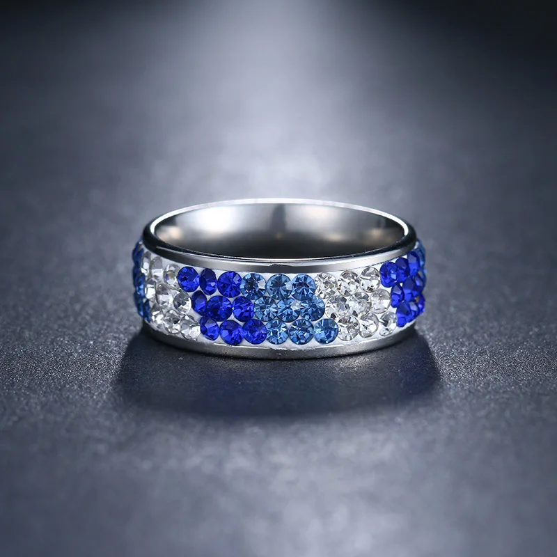 CACANA Stainless Steel Rings For Women Three Rows Cubic Zirconia Circle Engagement Personalized Custom Fashion Jewelry Rings