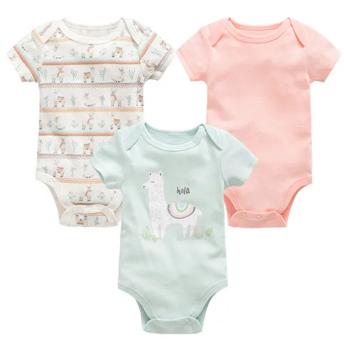 Kavkas/Боди для маленьких мальчиков и девочек, комплект из 3 предметов, летняя одежда с короткими рукавами и принтом единорога из альпаки для новорожденных мальчиков 0-12 месяцев - Цвет: HY2289