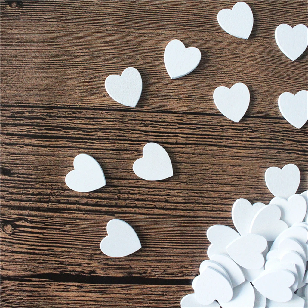 100 Pieces 20mm Mini White Blank Heart Wood Slices Discs Wood Heart Love Shapes Crafts Supplies Wedding Decoration Ornaments