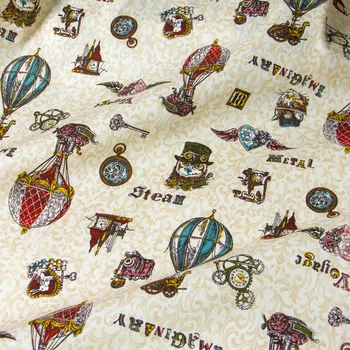 

Half-Meter Japanese Kokka Oxford Cotton Fabric Patchwork Nostalgia Fabric Retro Hot air balloon A