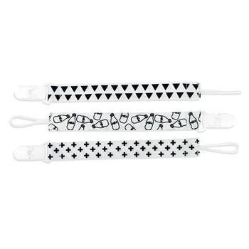 

3 Pcs Cartoon Geometric Pattern Fixed Length Baby Pacifier Clips Chain Nipple Feeding Dummy Holder Feed Baby Accessories