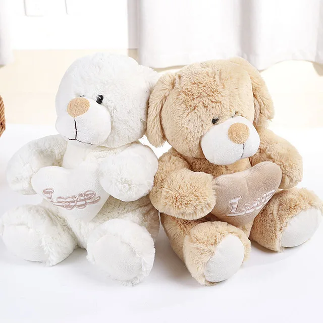 Classic Design 1Pc 30Cm White Brown Lovely Love Bear Plush Doll Stuffed