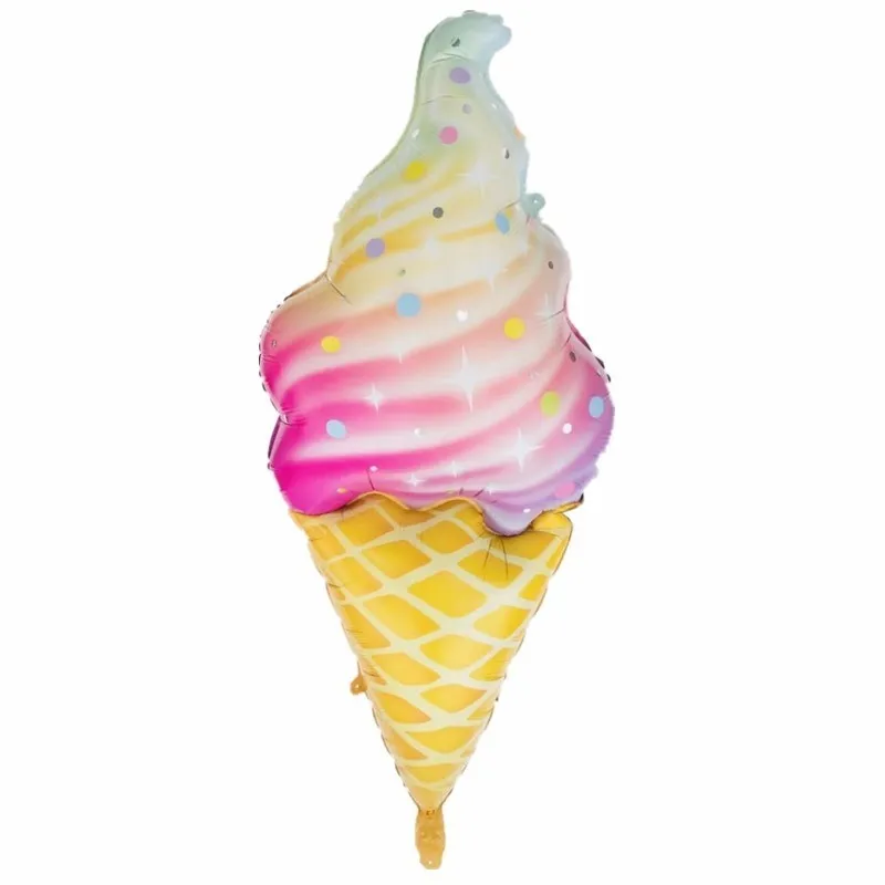 

2 pcs New large gorgeous rainbow ice cream aluminum film balloon cone ice cream children birthday party decoration baby shower