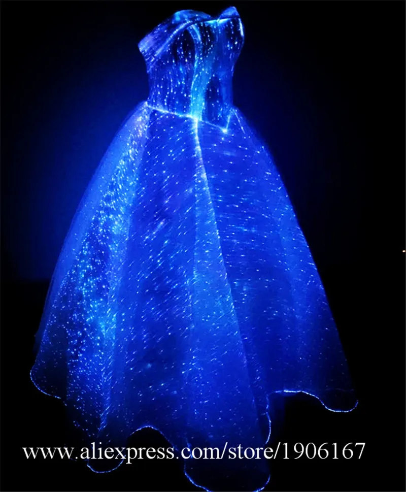 New led fiber-optic wedding dress Fashion photo studio photography wedding dress evening dress luminous clothing4