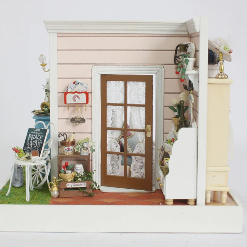 DIY кукольные домики 3D деревянный кукольный домик игрушки ручной работы с мебелью творческий подарок для детей счастливое время Z001 # E