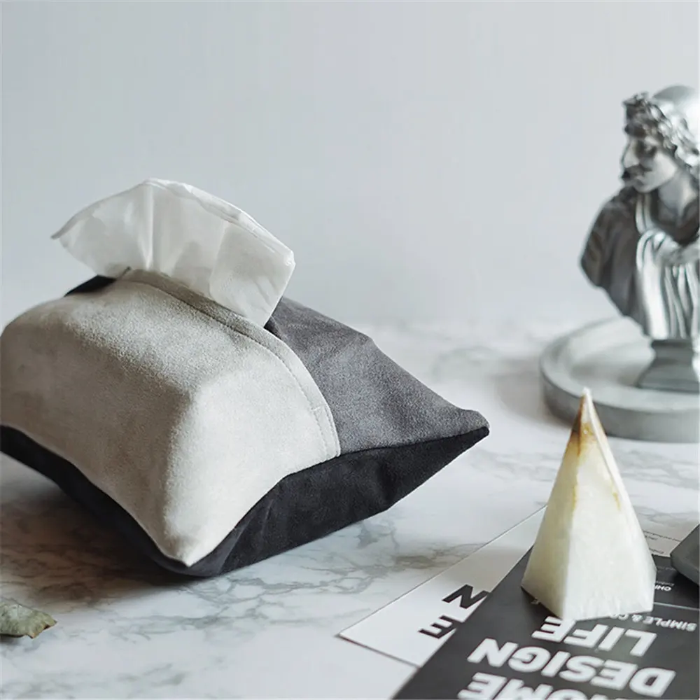 

Advanced Mixed Color Velvet Tissue Storage Bag Minimalist Paper Tower Bag Organizer Draw Paper Storage Container for Home Car