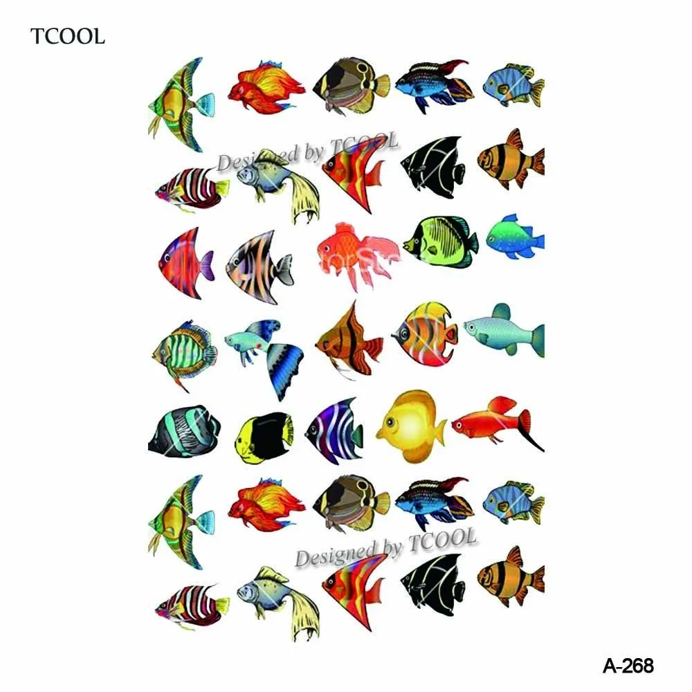 

HXMAN Tropical Fish Temporary Watercolor Tattoo Sticker Waterproof Women Fashion Fake Body Art 9.8X6cm Kids Hand Tattoos A-268