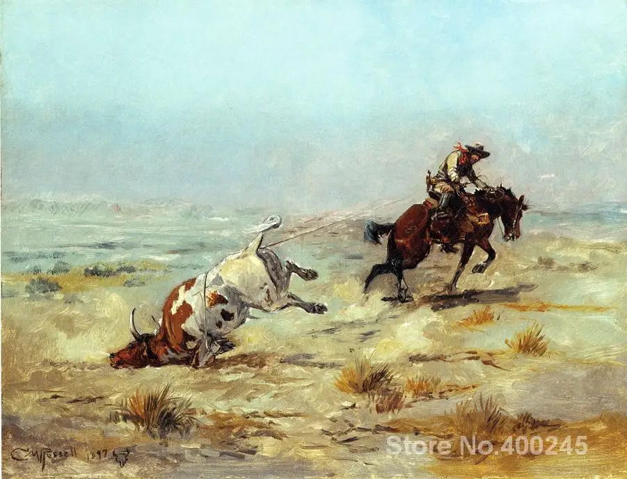

wall art Buffalo Hunt Charles Marion Russell Paintings Hand painted High quality