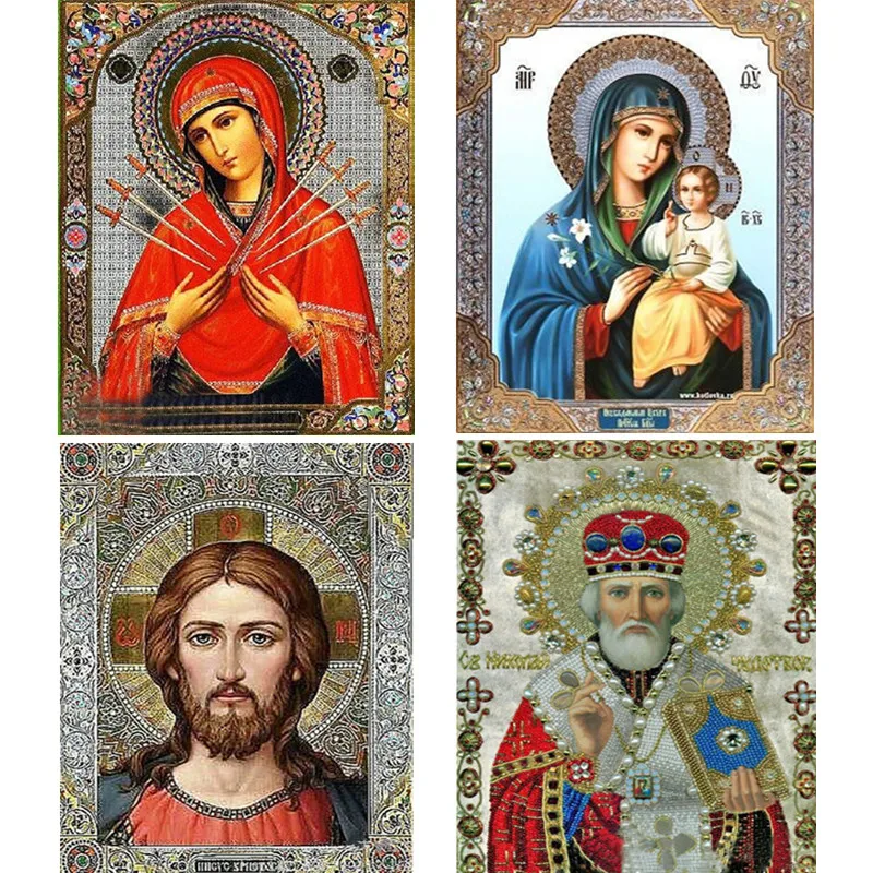 

Mosaic 5D DIY Diamond Painting Religion Icon Diamond Embroidery Classic Style Round Rhinestone Painting Home Decor