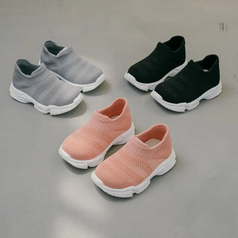 Soft Baby first walke Fashion Socks Shoes Boys Sneakers Pink Girls Shoes Infant Knitting Toddler Shoes High Top Ankle Flats