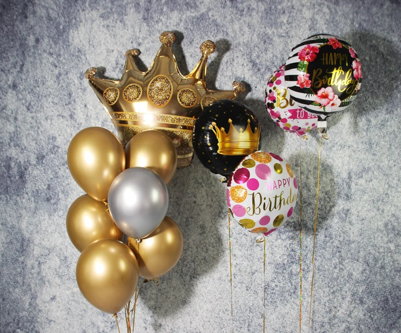 gold crown foil balloon latex balloons (11)
