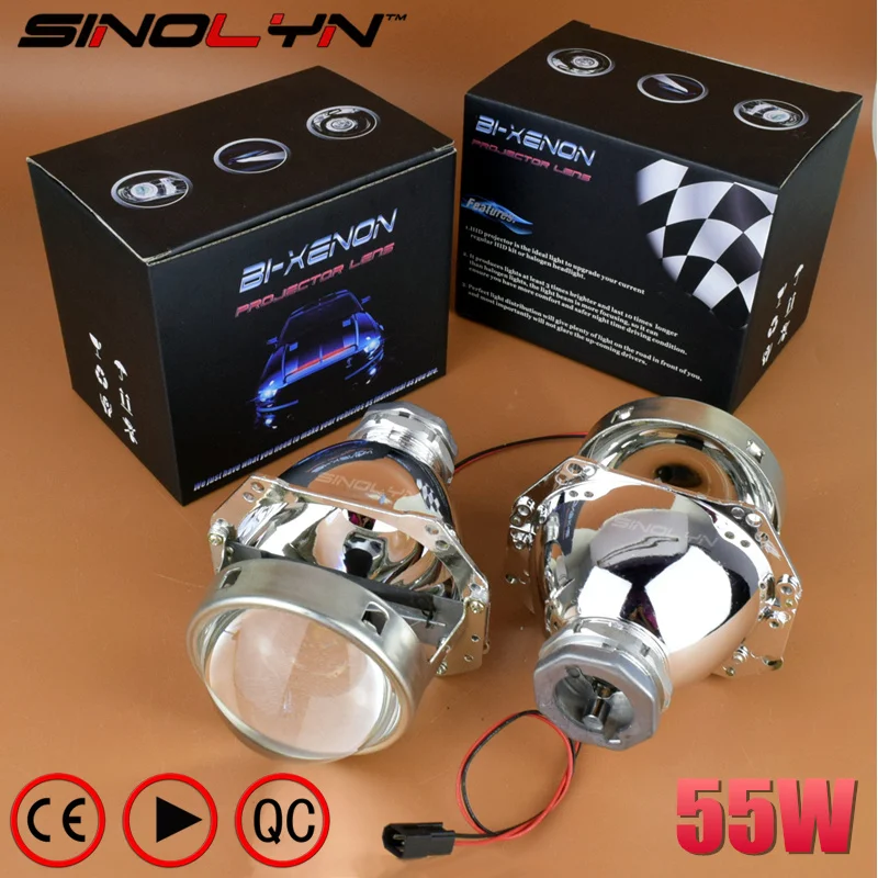 SINOLYN 3.0 inch 35W 55W HID Bixenon Projector Lens Headlight Retrofit Lamp Lenses, Use D2S D2H