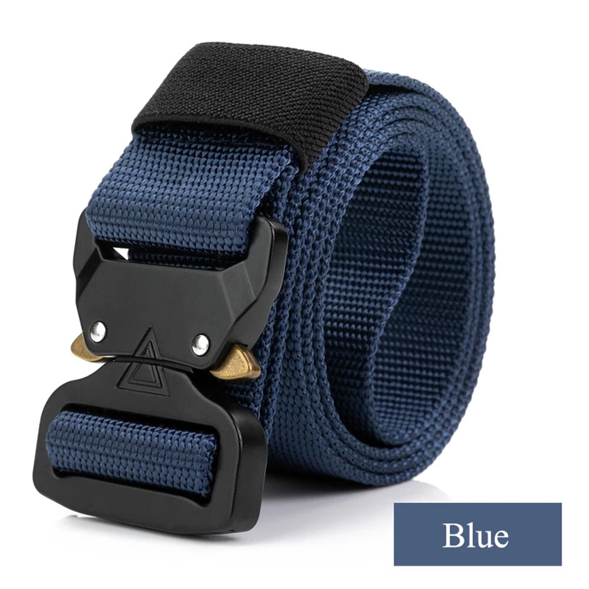 115-135 см холщовый ремень мужской Тактический дизайнерский армейский ремень для брюк Cobra треугольный дизайн металлическая пряжка Длинные Военные нейлоновые ремни - Цвет: Dark Blue Belt
