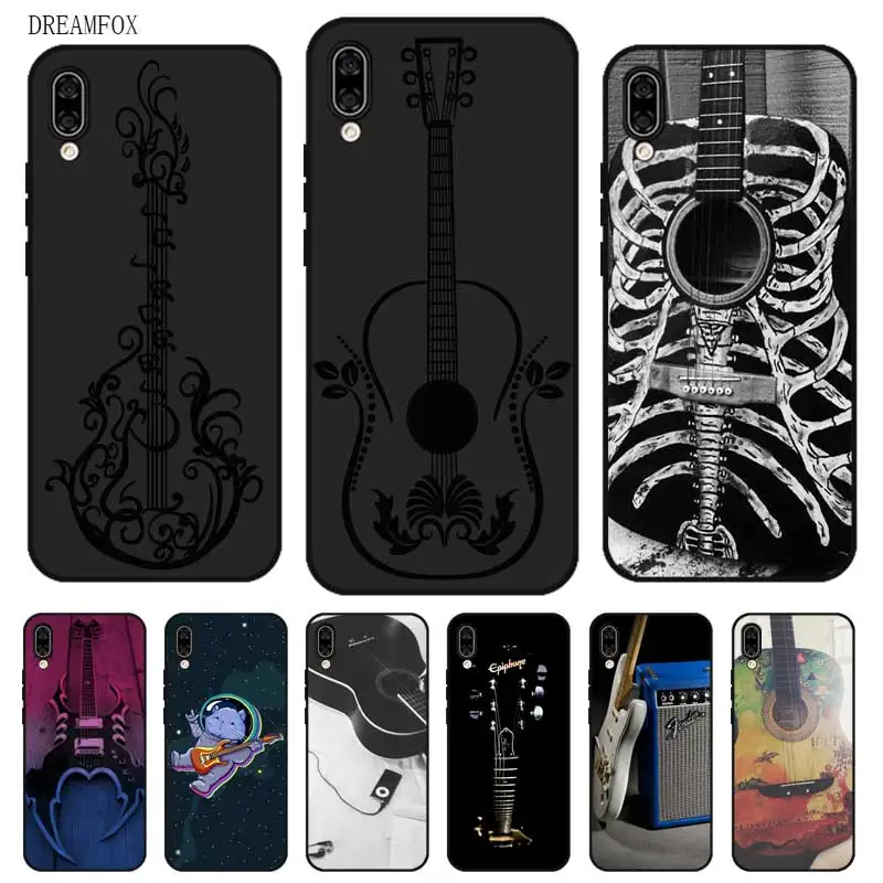 P076 Guitar Black Silicone Case Cover For Huawei Honor 8C 8X 9 10 20i V10 V20 Note10 Max Lite Magic2 |