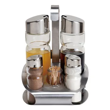 

Stainless Steel Salt Pepper Shaker Set Odor-Free Spice With Stand Condiment Box Cooking Seasoning Bottle Kitchen Tool