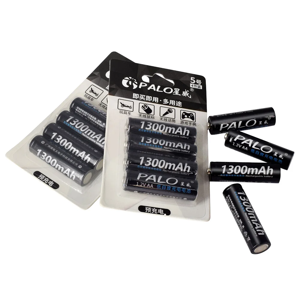 PALO AA rechargeable battery 1.2V AA1300mAh Ni-MH Pre-charged Rechargeable Battery 2A Baterias for Camera toy PALO AA rechargeable battery 1.2V AA1300mAh Ni-MH Pre-charged Rechargeable Battery 2A Baterias for Camera toy