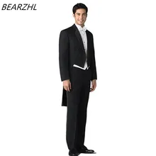 wedding tuxedo long tail for groom wear black custom made suits men suit 3 piece suits 2017