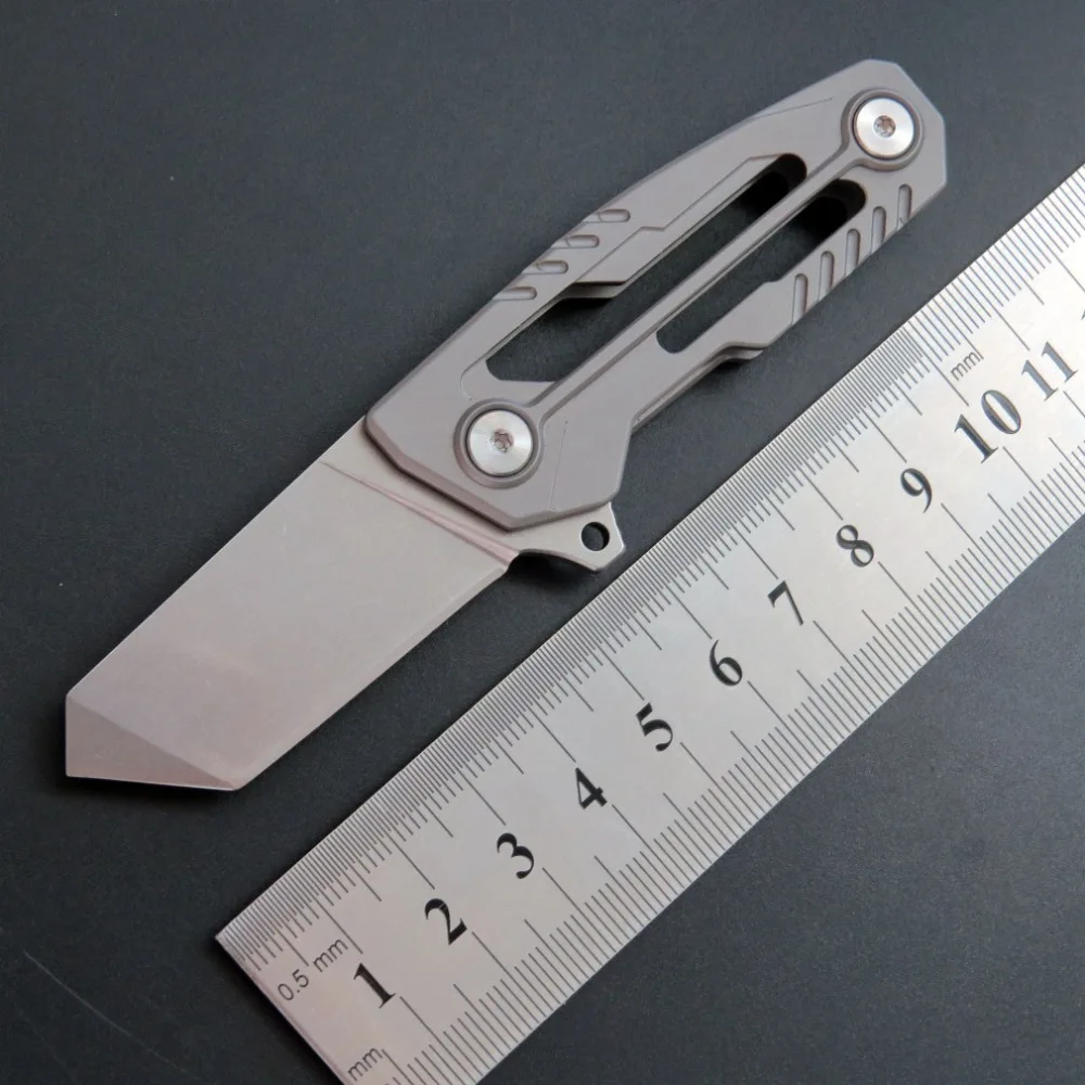 

Eafengrow EF61 serge Mini Bean Folding Knives Titanium Handle D2 Blade Hunting Knife Outdoor Camping Survival Pocket Tool knife