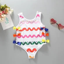 Летний купальник для девочек, цельный пляжный купальник с принтом для малышей, детские плавки, купальный костюм для девочек, комплект одежды