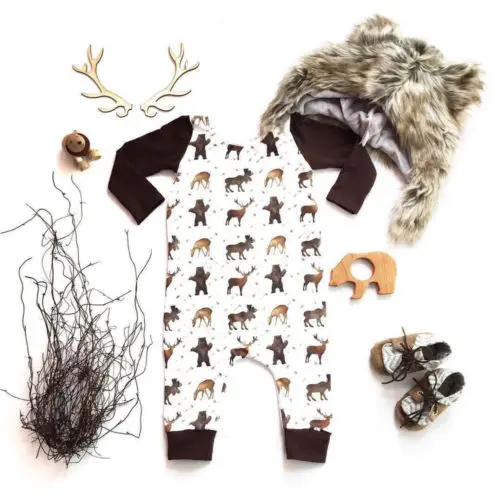 Рождественская Одежда для новорожденных мальчиков и девочек; комбинезон с животными; комбинезон