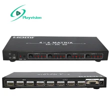 Playvision ультра-Высокое разрешение HDMI матрица 4X4 4 in 4 out HDMI1.4V 3D 4k X 2K RS232 с пультом дистанционного управления