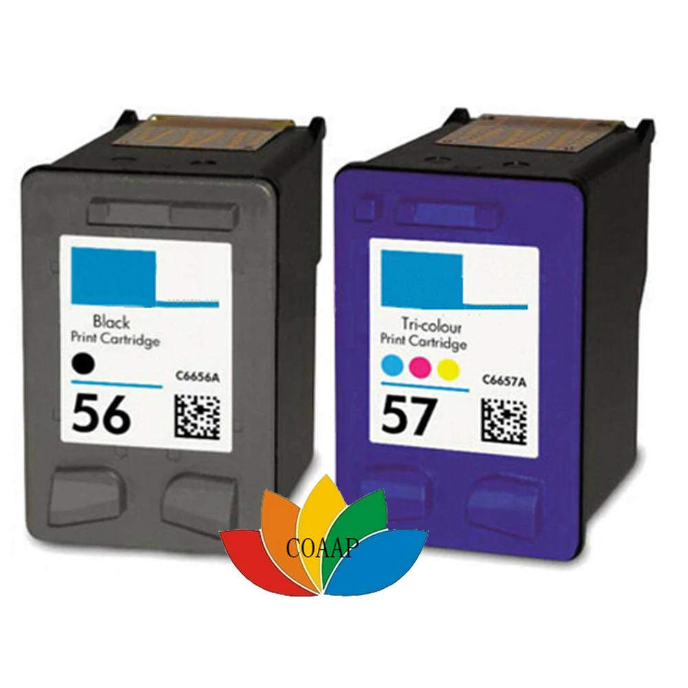 2 pcs Cartuchos de Tinta Recarregados para HP 56 Black 57 Cor para PSC2115 PSC2171 PSC2175 PSC2179 PSC2210 NOVO C6656AE C6657AE