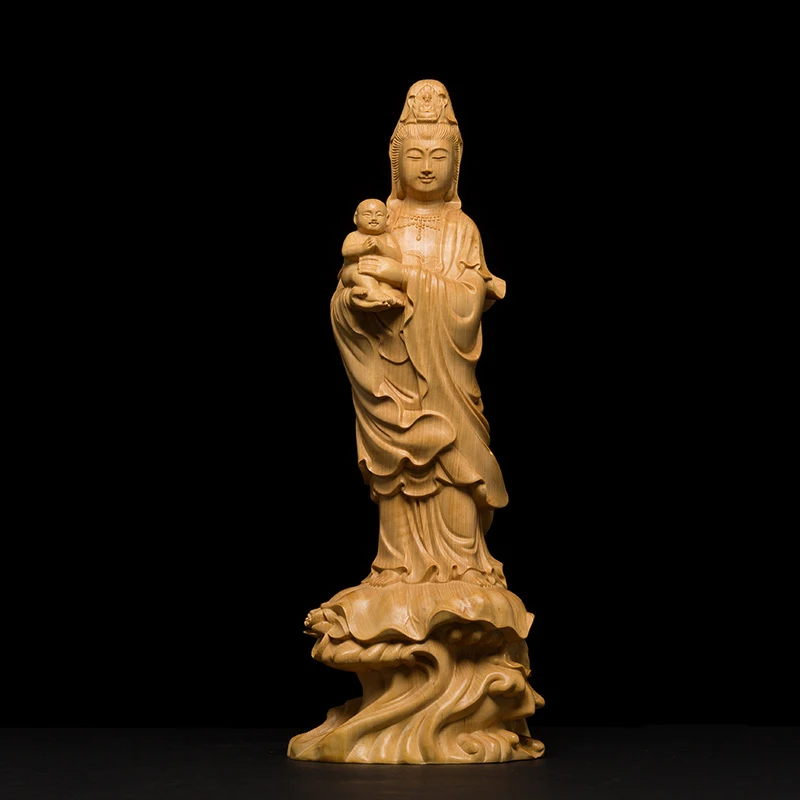 

2017 hot sale Wood carving Buddha statue God Gift solid wood craft Feng shui Decoration Figurine Miniature