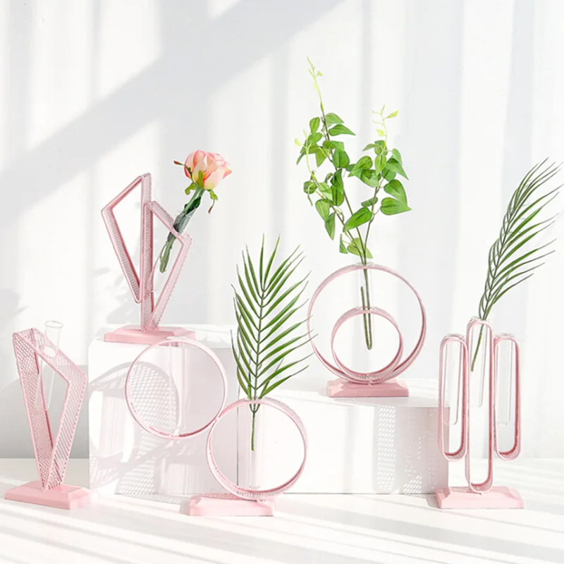 Гидропонная ваза простая ваза Геометрическая креативная кованая прозрачная стеклянная ваза для домашнего стола украшения сада зеленая ваза редиска