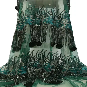 

Latest Excellent quality sequin Tulle lace fabric French mesh lace fabric with sequin for noble dress HJ807-2