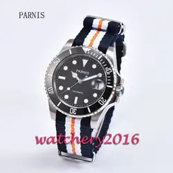 Модные мм 40 мм Parnis черный циферблат керамика ободок сапфировое стекло Автоматический ход для мужчин t мужчин's бизнес часы